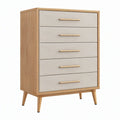 Cassettiera 80 x 40 x 120 cm in legno beige con 5 cassetti stile nordico