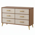 Cassettiera 150 x 45 x 85 cm in legno marrone e beige a 6 cassetti stile moderno