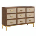 Cassettiera 160 x 45 x 90 cm in legno marrone con 9 cassetti stile moderno
