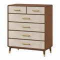 Cassettiera 90 x 45 x 120 cm in legno marrone e beige con 6 cassetti stile moderno