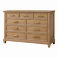 Cassettiera 160 x 45 x 100 cm in legno naturale - 9 cassetti stile classico