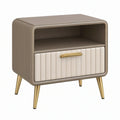 Comodino 45 x 40 x 55 cm in legno marrone tortora con cassetto imbottito e vano aperto