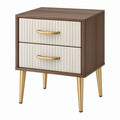 Comodino 45 x 40 x 60 cm in legno marrone e beige con 2 cassetti stile moderno