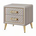 Comodino 55 x 40 x 60 cm in similpelle beige con 2 cassetti stile moderno