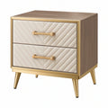 Comodino 60 x 40 x 60 cm in legno marrone e beige con 2 cassetti stile moderno