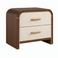 Comodino 60 x 45 x 60 cm in legno marrone e rivestimento beige - 2 cassetti stile moderno