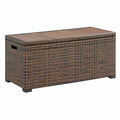 Cassapanca da giardino 120 x 50 x 50 cm in intreccio effetto rattan marrone con coperchio in legno