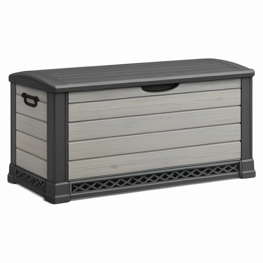 Cassapanca da esterno 120 x 60 x 63 cm in resina grigio chiaro/antracite - contenitore con coperchio
