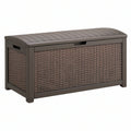 Baule contenitore da esterno 120 x 55 x 60 cm in resina marrone effetto rattan con coperchio