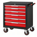 Carrello portautensili 77 x 46 x 97 cm in acciaio nero rosso - 6 cassetti con ruote e maniglia