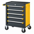 Carrello portautensili 77 x 46 x 97 cm in acciaio nero e giallo con 6 cassetti e ruote