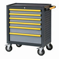 Carrello portautensili 77 x 46 x 97 cm in acciaio nero e grigio con 6 cassetti e ruote