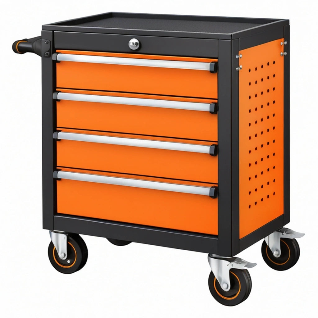 Carrello portautensili 77 x 46 x 97 cm in acciaio nero/arancione con 5 cassetti e ruote