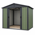 Casetta da giardino 213 x 130 x 185 cm in metallo verde e antracite con porte scorrevoli