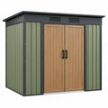 Casetta da giardino 213 x 127 x 185 cm in acciaio verde nero e marrone con doppia porta ventilata