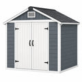 Casetta da giardino 191 x 111 x 198 cm in resina grigio antracite e bianco con doppia porta