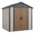 Casetta da giardino 185 x 123 x 205 cm in resina grigio/marrone con doppia porta ventilata