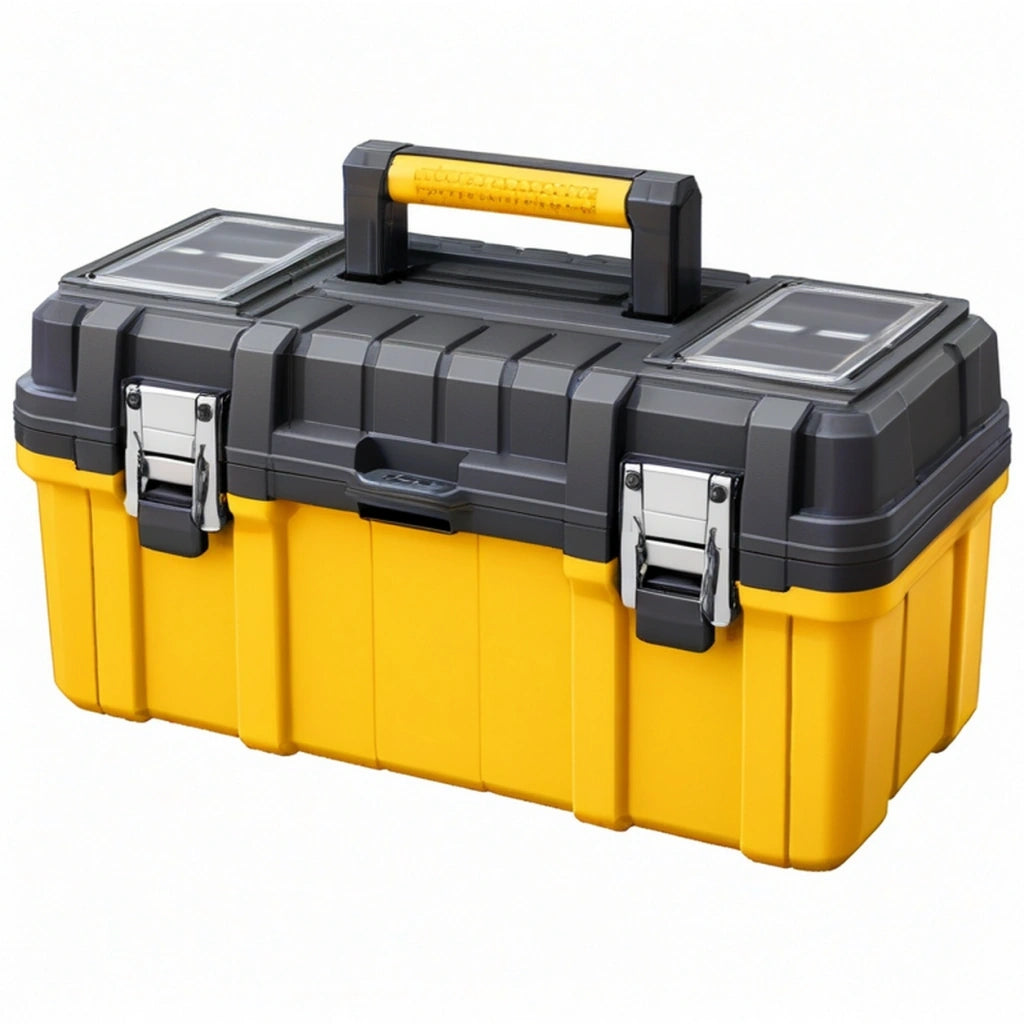 Cassetta portautensili 50 x 25 x 25 cm in plastica giallo e nero con organizer e maniglia